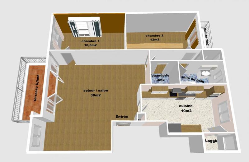 Appartement - 70 m² - 3 pièces