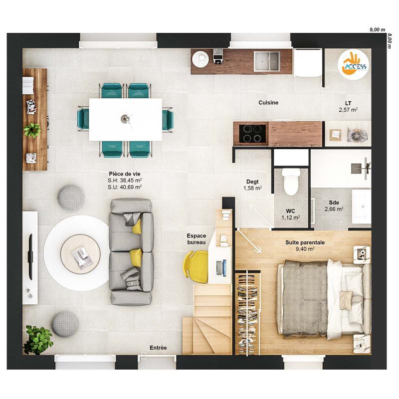 Maison - 93 m² - 6 pièces