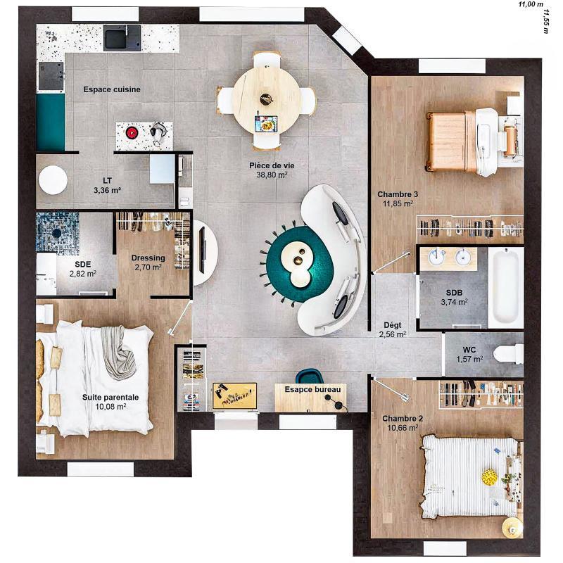 Maison - 88 m² - 5 pièces