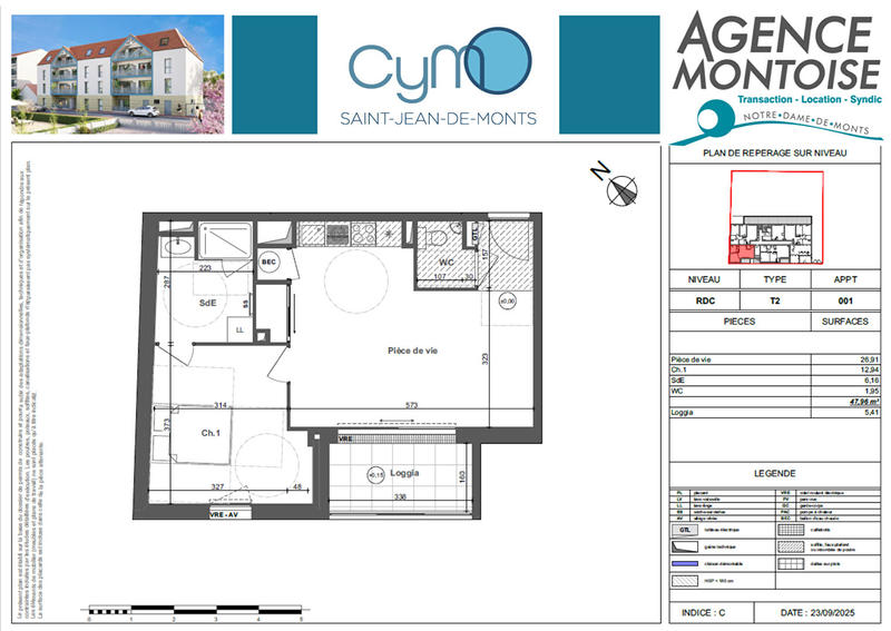 Appartement - 48 m² - 2 pièces