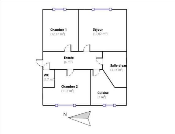 Appartement - 54 m² - 3 pièces