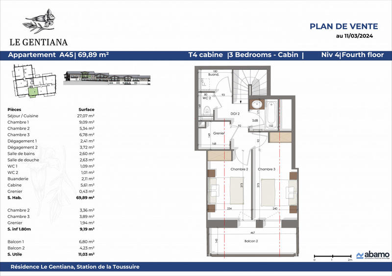 Appartement - 69 m² - 4 pièces
