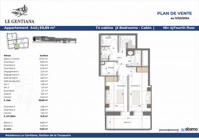 Appartement - 69 m² - 4 pièces