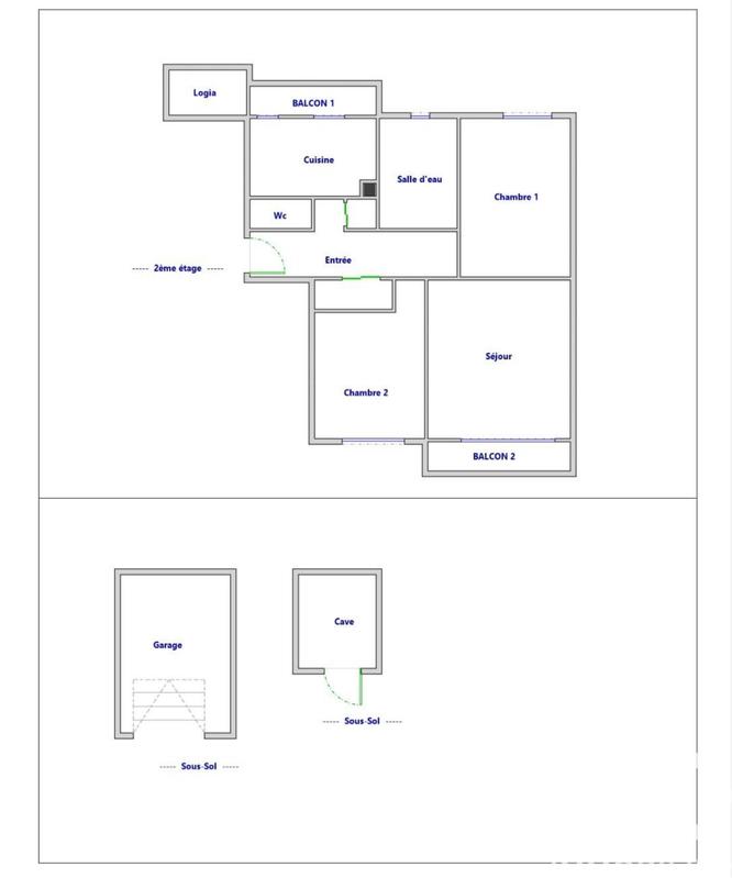 Appartement - 65 m² - 3 pièces