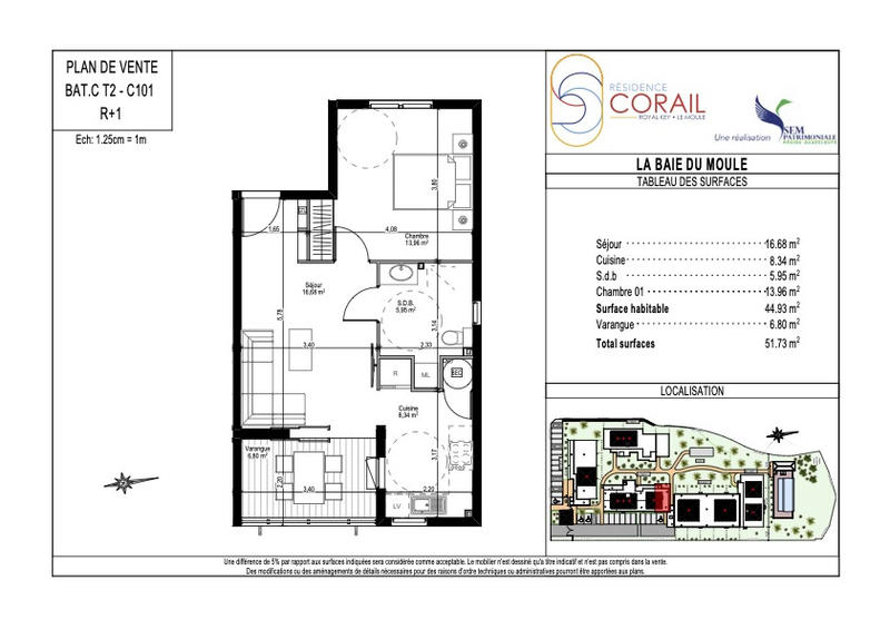 Appartement - 45 m² - 2 pièces