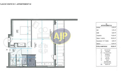 Appartement - 55 m² - 2 pièces