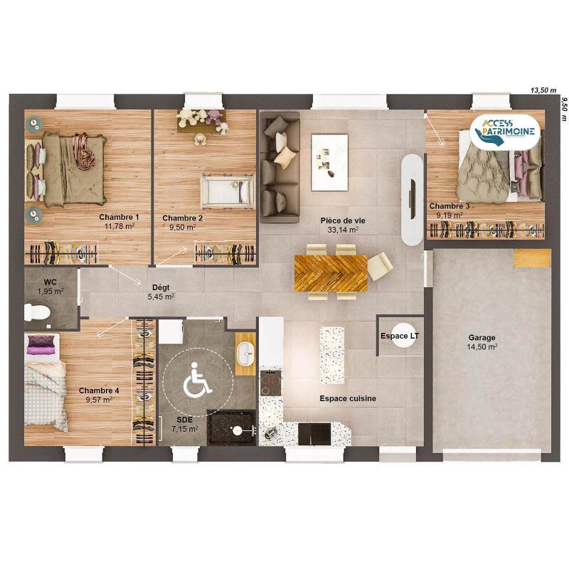 Maison - 88 m² - 6 pièces