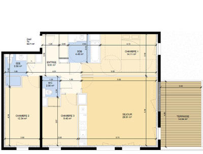 Appartement - 84 m² - 4 pièces