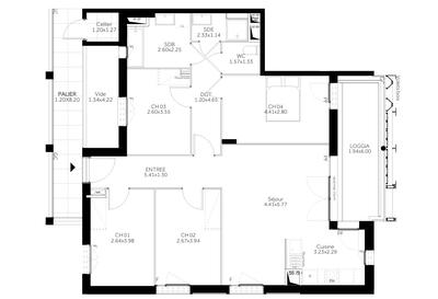 Appartement - 93 m² - 5 pièces