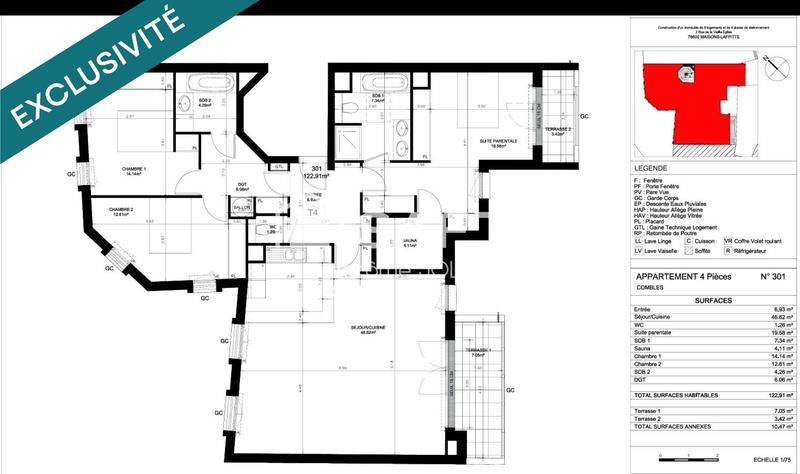 Appartement - 122 m² - 4 pièces