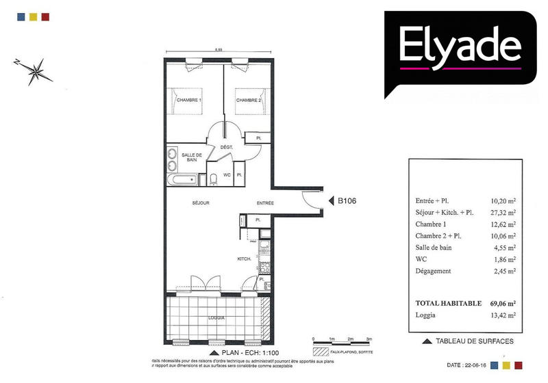 Appartement - 69 m² - 3 pièces