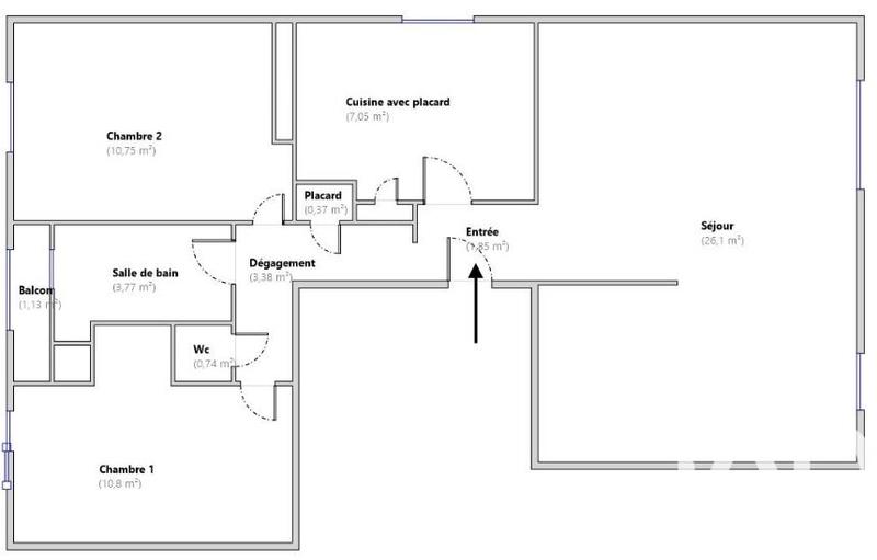 Appartement - 64 m² - 3 pièces