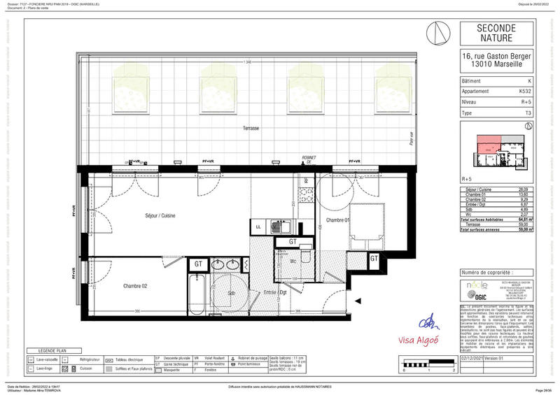 Appartement - 64 m² - 3 pièces