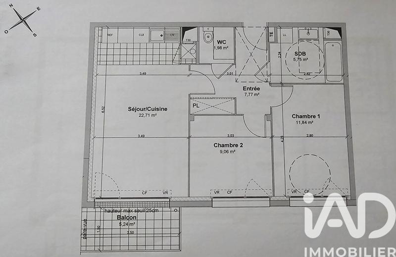 Appartement - 59 m² - 3 pièces