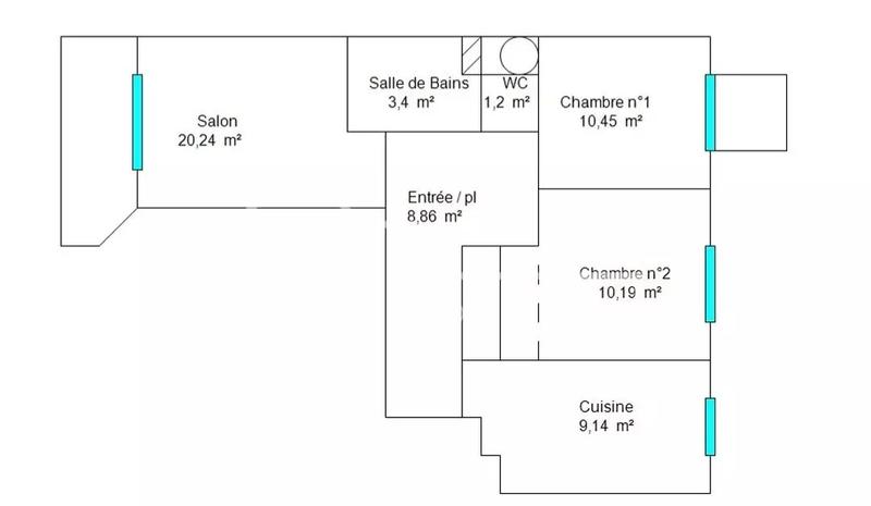 Appartement - 63 m² - 3 pièces