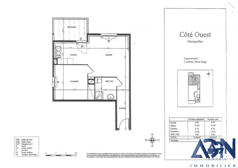 Appartement - 46 m² - 2 pièces