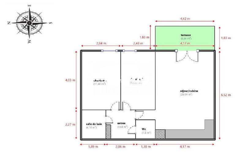 Appartement - 61 m² - 3 pièces