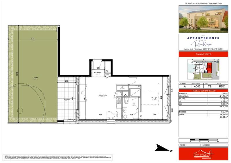 Appartement - 46 m² - 2 pièces