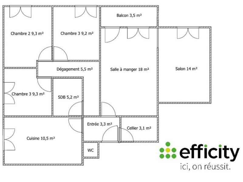 Appartement - 90 m² - 5 pièces