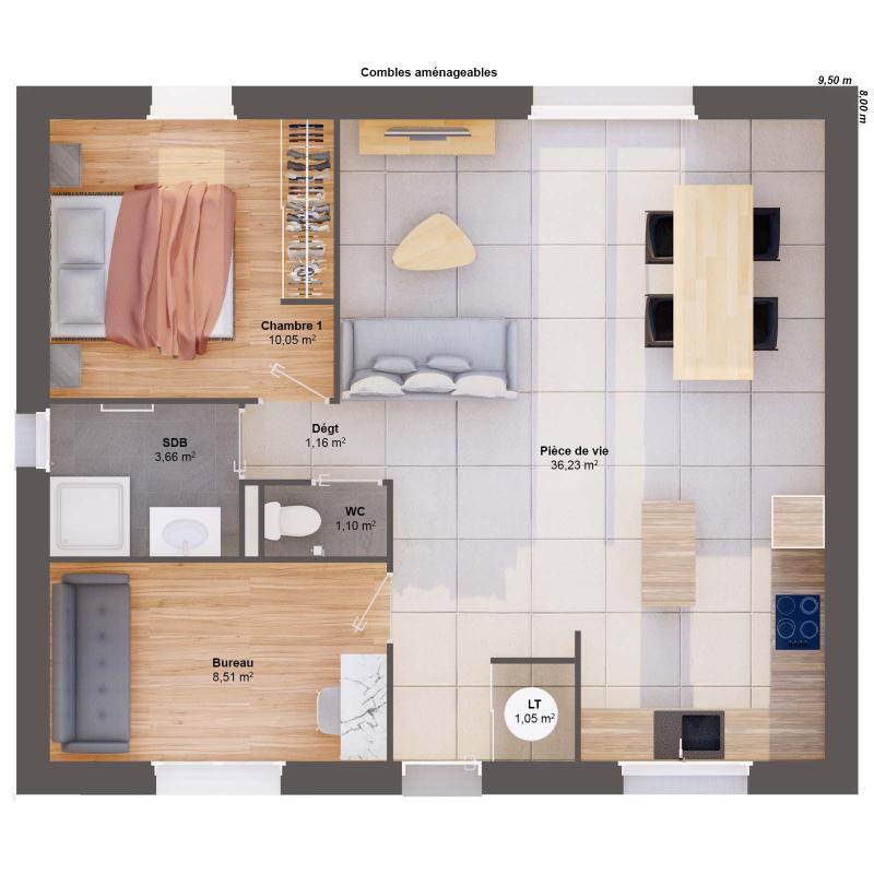 Maison - 62 m² - 4 pièces