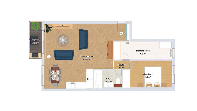 Appartement - 66 m² - 3 pièces