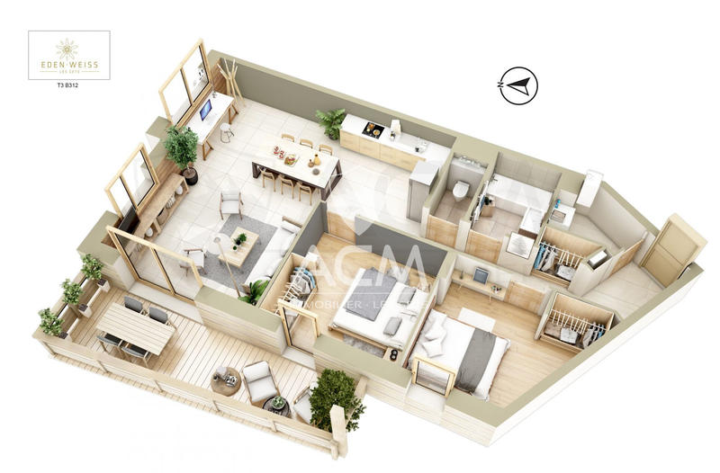 Appartement - 74 m² - 3 pièces