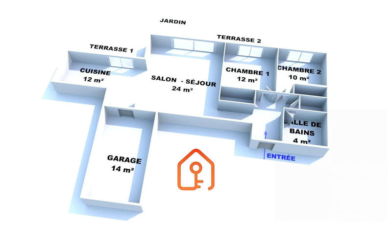 Appartement - 75 m² - 3 pièces