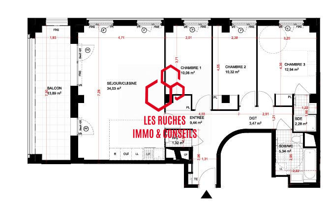 Appartement - 89 m² - 4 pièces