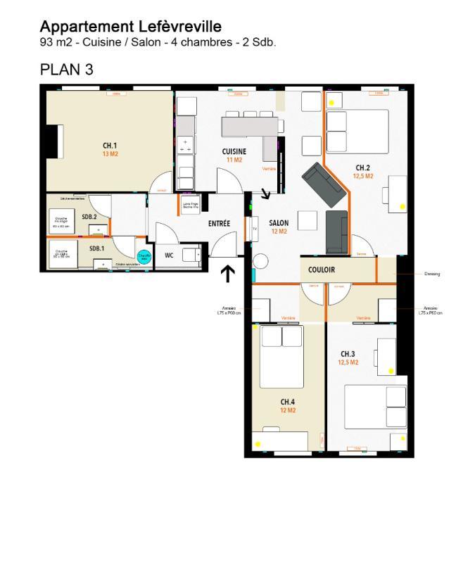 Chambre - 12 m² - 1 pièce