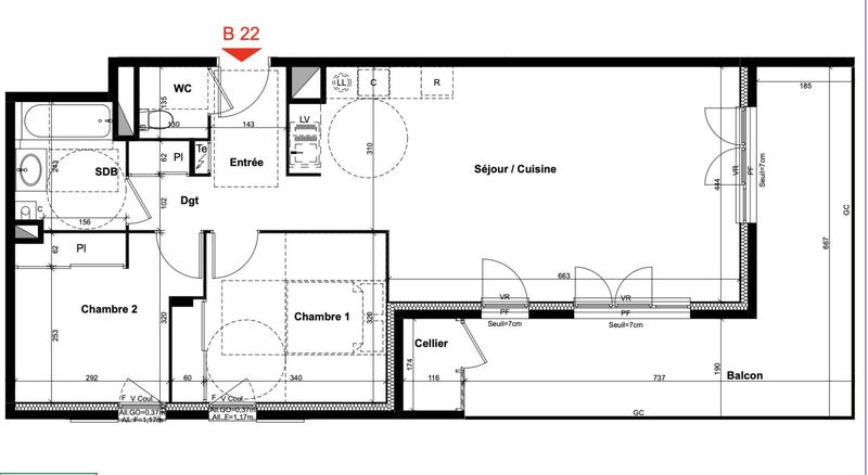 Appartement - 72 m² - 3 pièces