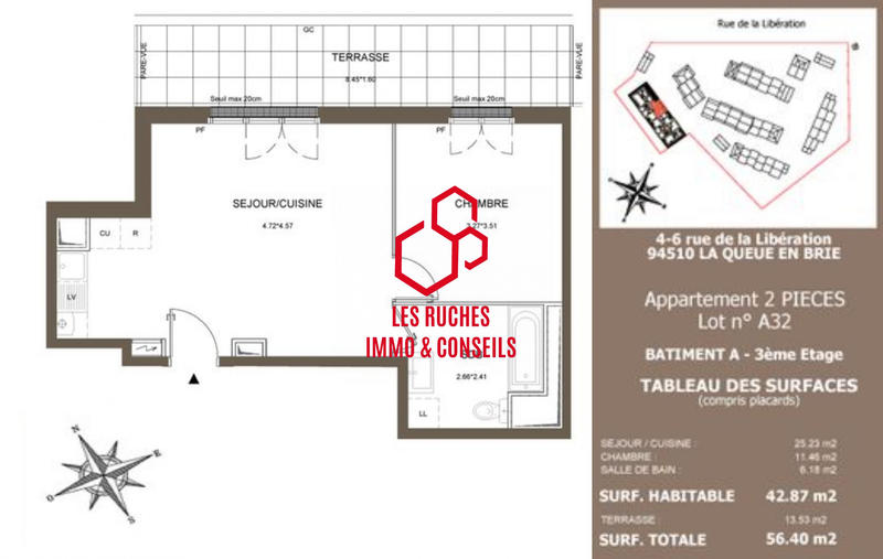 Appartement - 43 m² - 2 pièces