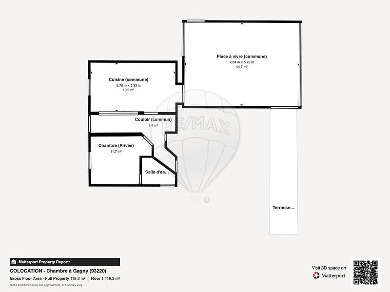 Appartement - 12 m² - 1 pièce