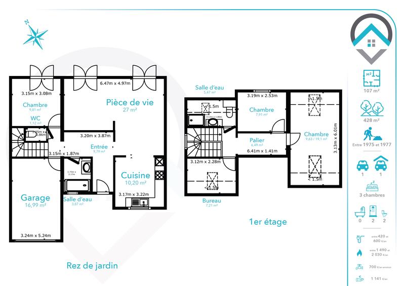 Maison - 107 m² - 5 pièces