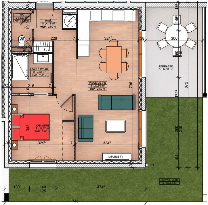 Appartement - 52 m² - 2 pièces