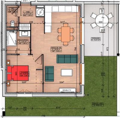 Appartement - 52 m² - 2 pièces