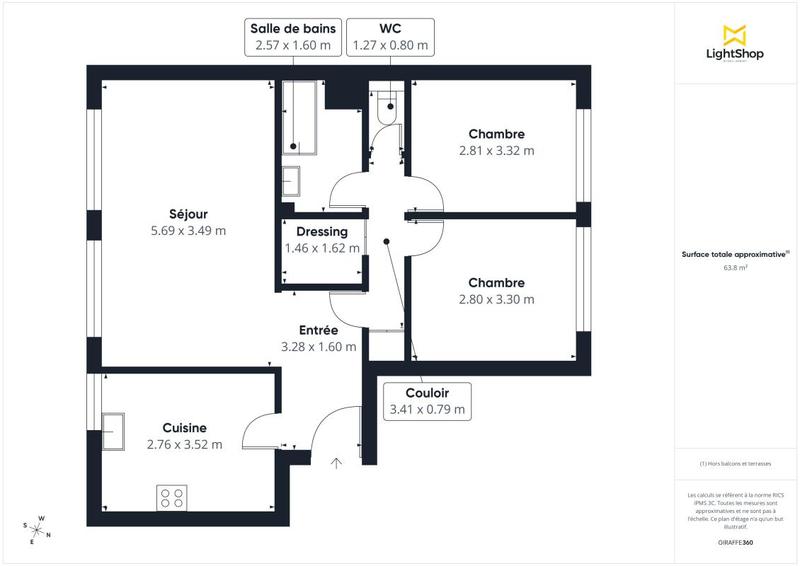 Appartement - 64 m² - 3 pièces