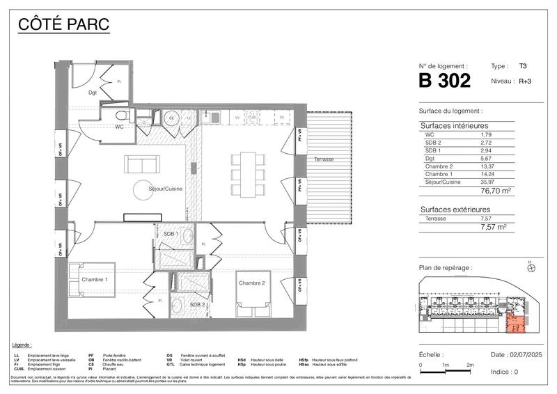 Appartement - 77 m² - 3 pièces