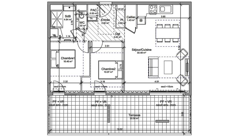 Appartement - 66 m² - 3 pièces