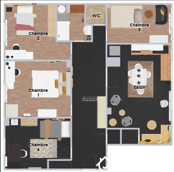 Chambre - 9 m² - 1 pièce