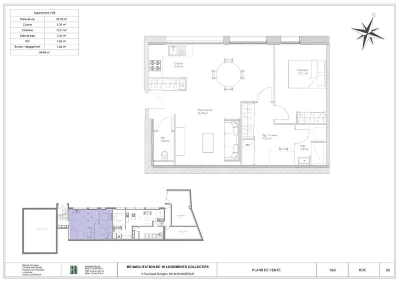 Appartement - 55 m² - 3 pièces