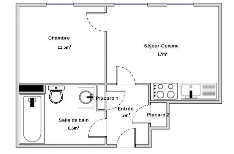 Appartement - 38 m² - 2 pièces