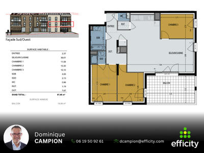 Appartement - 87 m² - 4 pièces