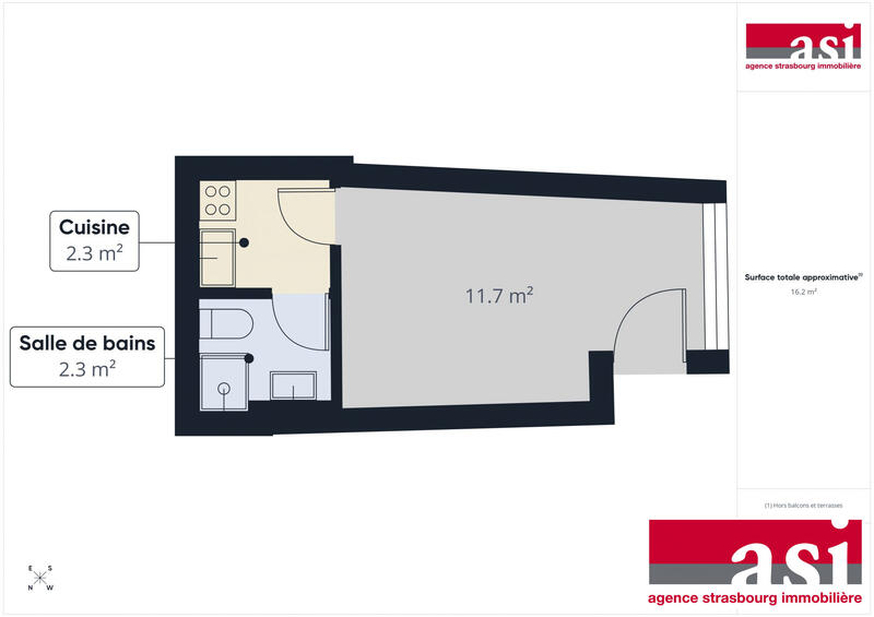 Appartement - 16 m² - 1 pièce