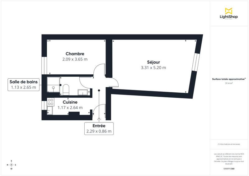 Appartement - 32 m² - 2 pièces