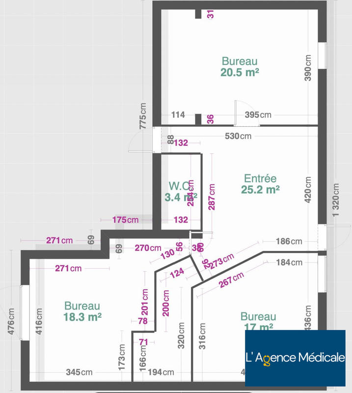 Bureau - 125 m² - 4 pièces