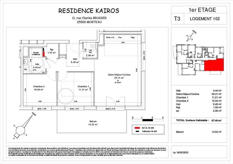 Appartement - 67 m² - 3 pièces