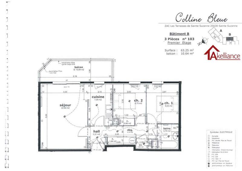 Appartement - 63 m² - 3 pièces