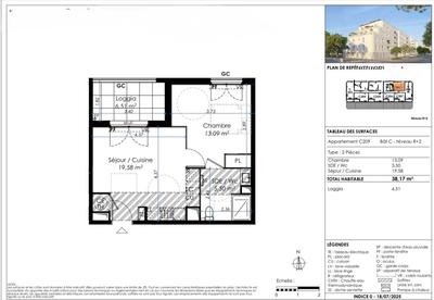 Appartement - 38 m² - 2 pièces