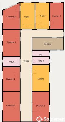 Chambre - 9 m² - 1 pièce