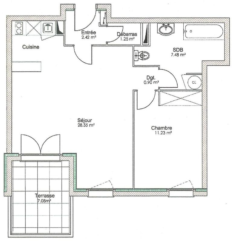 Appartement - 50 m² - 2 pièces
